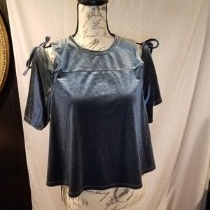 Walter Baker NY blue cold shoulder top